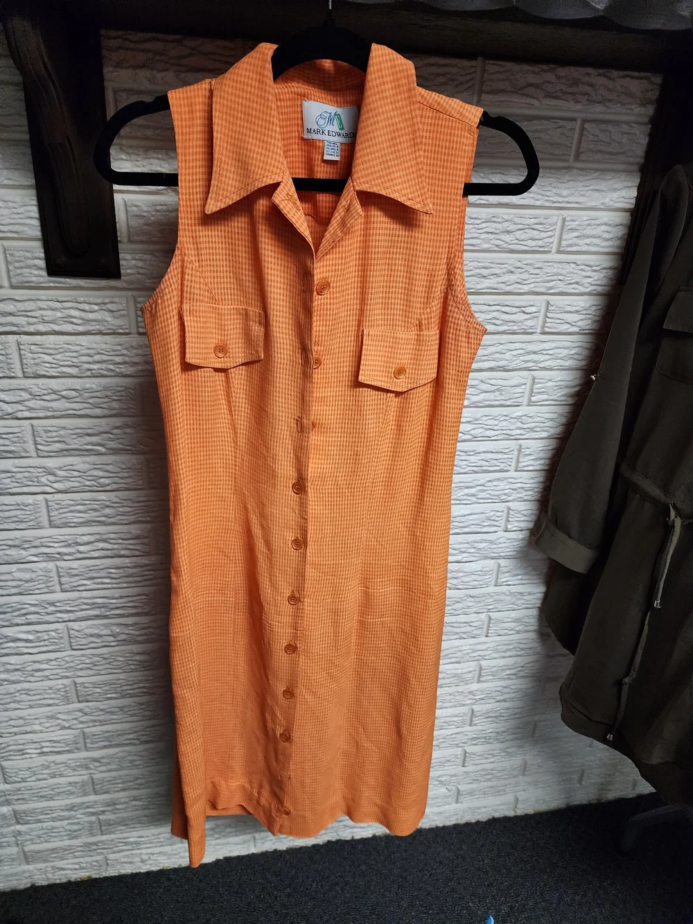 Marc Jacobs Vintage Utility Dress Orange Sleeveless Button-Front Shirt Dress